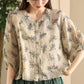 Women Summer Artsy Floral O-Neck Thin Shirt