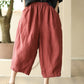 Women Summer Retro Solid Linen Loose Harem Pants