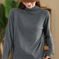 Women Autumn Casual Stripe Half Turtleneck Blouse