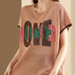 Women Summer Letter Printing Knitted Loose Shirt