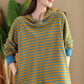 Women Casual Autumn Stripe Colorblock Hooded Sweatshirt