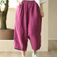 Women Summer Retro Solid Linen Loose Harem Pants