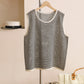 Women Summer Casual Stripe Linen O-Neck Vest