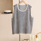 Women Summer Casual Stripe Linen O-Neck Vest