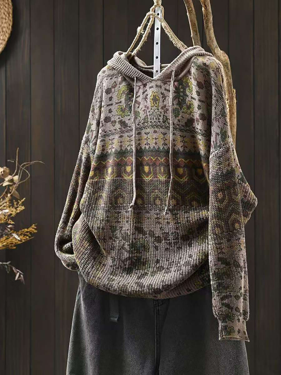 Women Autumn Casual Knit  Hooded Sweater