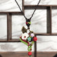 Women Vintage Agate Bead Alloy Knit Sweater Necklace