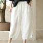 Women Summer Retro Solid Linen Loose Harem Pants