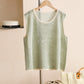 Women Summer Casual Stripe Linen O-Neck Vest