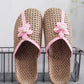 Couple Summer Straw Weave Flower Indoor Flat Slippers