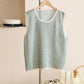 Women Summer Casual Stripe Linen O-Neck Vest