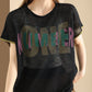 Women Summer Letter Printing Knitted Loose Shirt