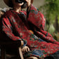 Women Vintage Autumn Flower Stand Collar Cotton Padded Coat