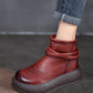 Vintage Brushed Cowhide Platform Thick-Soled Ethnic Style Boots