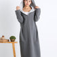 Plus Size Women Casual Pure Color Loose Pocket Hooded Dress