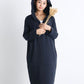 Plus Size Women Casual Pure Color Loose Pocket Hooded Dress