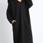 Plus Size Women Casual Pure Color Loose Pocket Hooded Dress