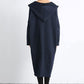 Plus Size Women Casual Pure Color Loose Pocket Hooded Dress