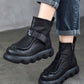 Women Casual Soft Leather Spliced Platform Boots