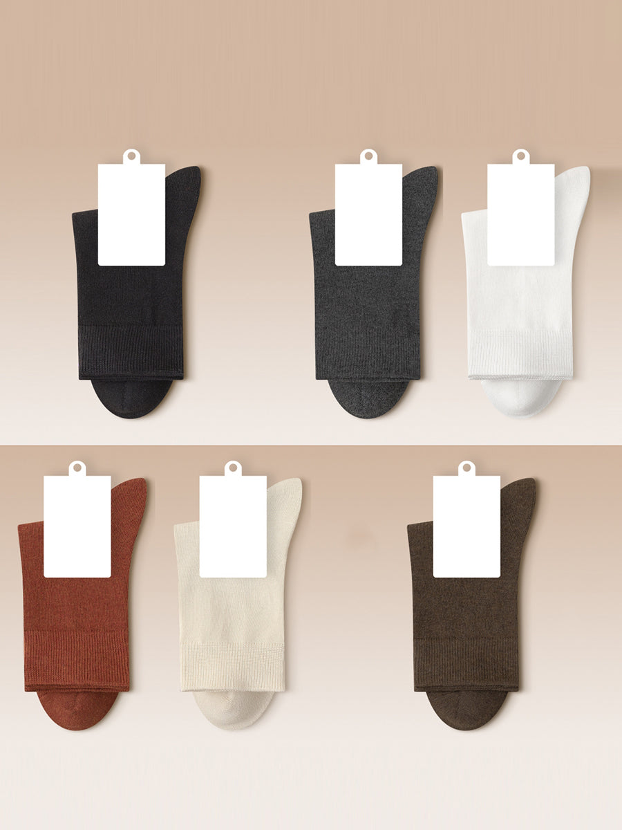 6 Pairs Women Solid Casual Cotton Socks