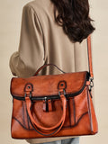 Vintage Leather Solid Handbag Crossbody Bag