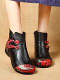 Women Retro Winter Leather Spliced Ankle Boots