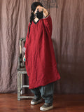 Women Winter Vintage Spliced Linen Loose Dress