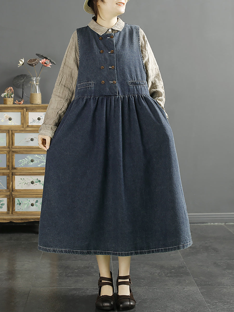 Women Casual Solid Spring Denim Dress