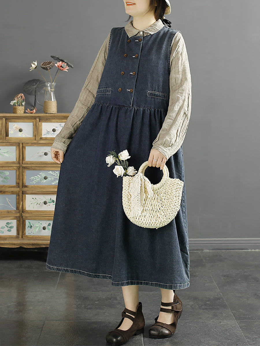 Women Casual Solid Spring Denim Dress