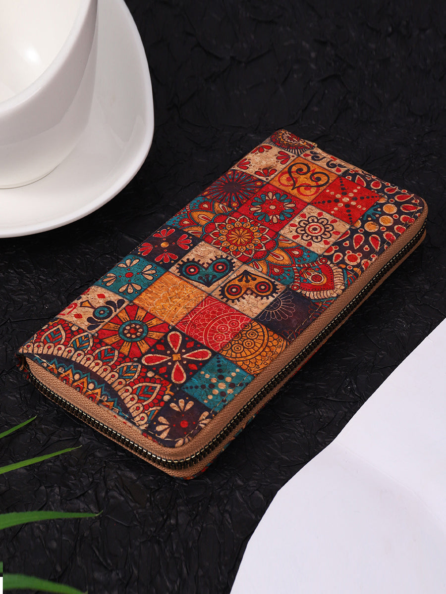 Vintage Flower Spliced Multifunction Bag Wallet