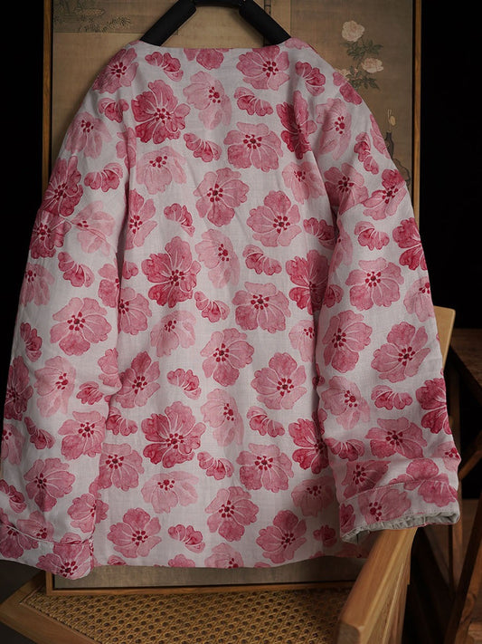 Manteau rembourré en Ramie à fleurs rétro pour femme, hiver