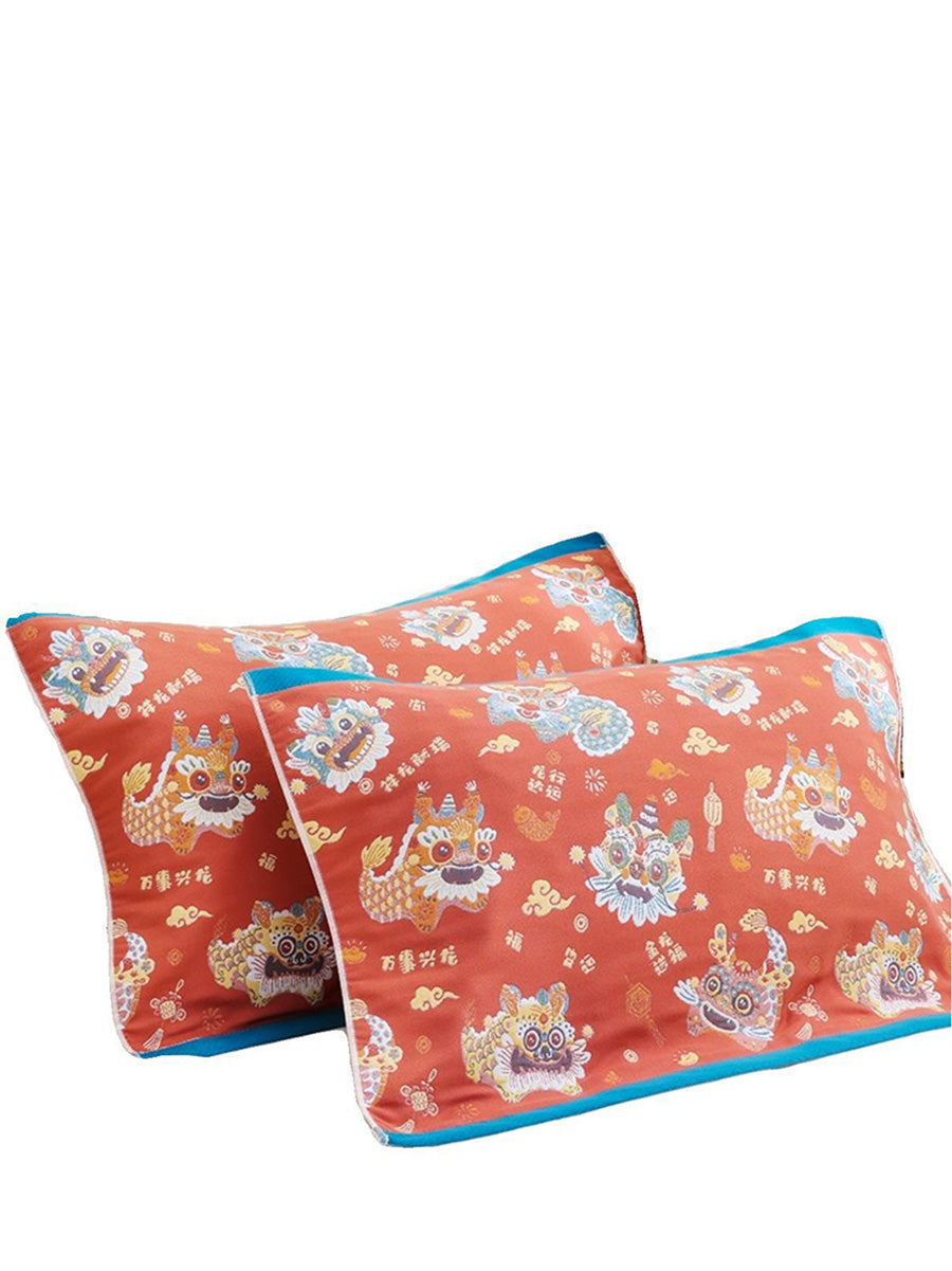 2 Pieces Cotton Dragon Jacquard Pillowcases