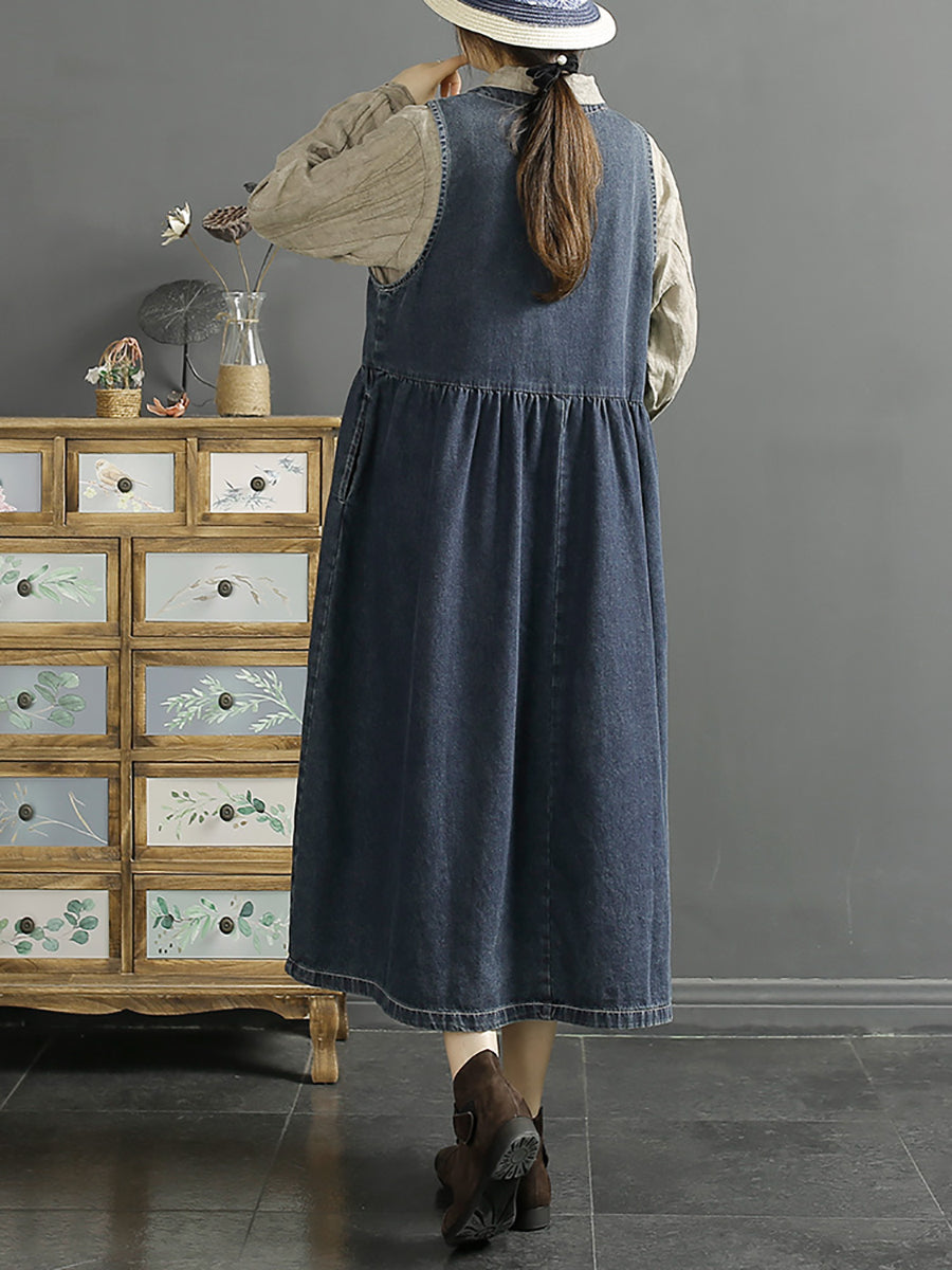 Women Casual Solid Spring Denim Dress