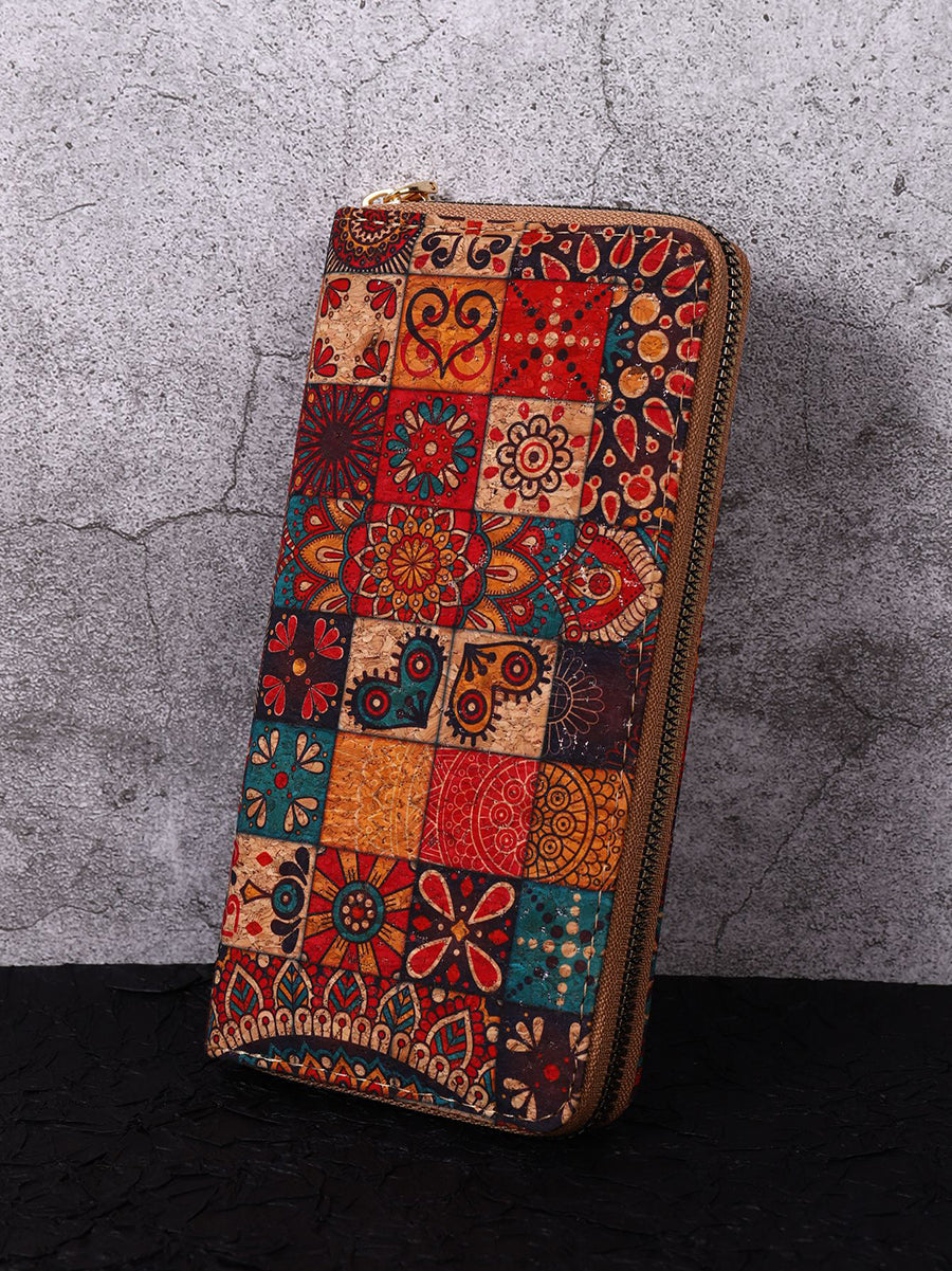 Vintage Flower Spliced Multifunction Bag Wallet