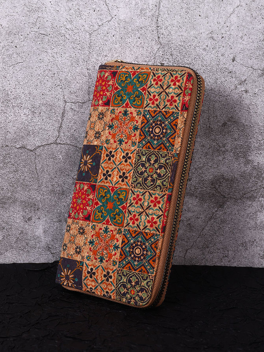 Vintage Flower Spliced Multifunction Bag Wallet