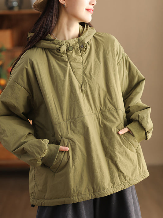 Women Casual Solid Winter Wamr Hooded Coat