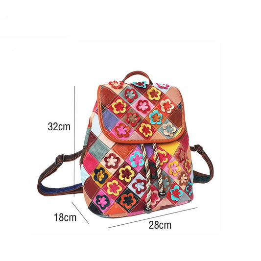 Women Leather Multicolor Backpack