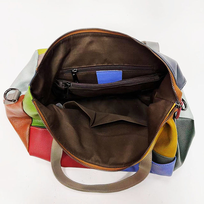 Sac à bandoulière multicolore en cuir pour femme