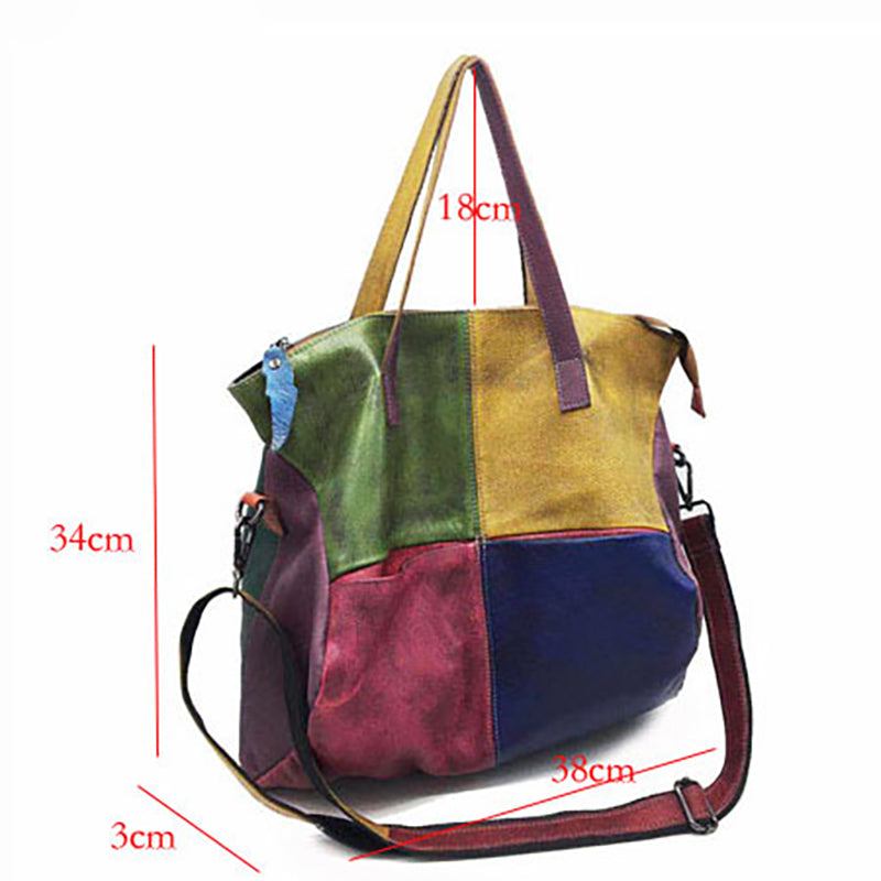 Sac à bandoulière multicolore en cuir pour femme