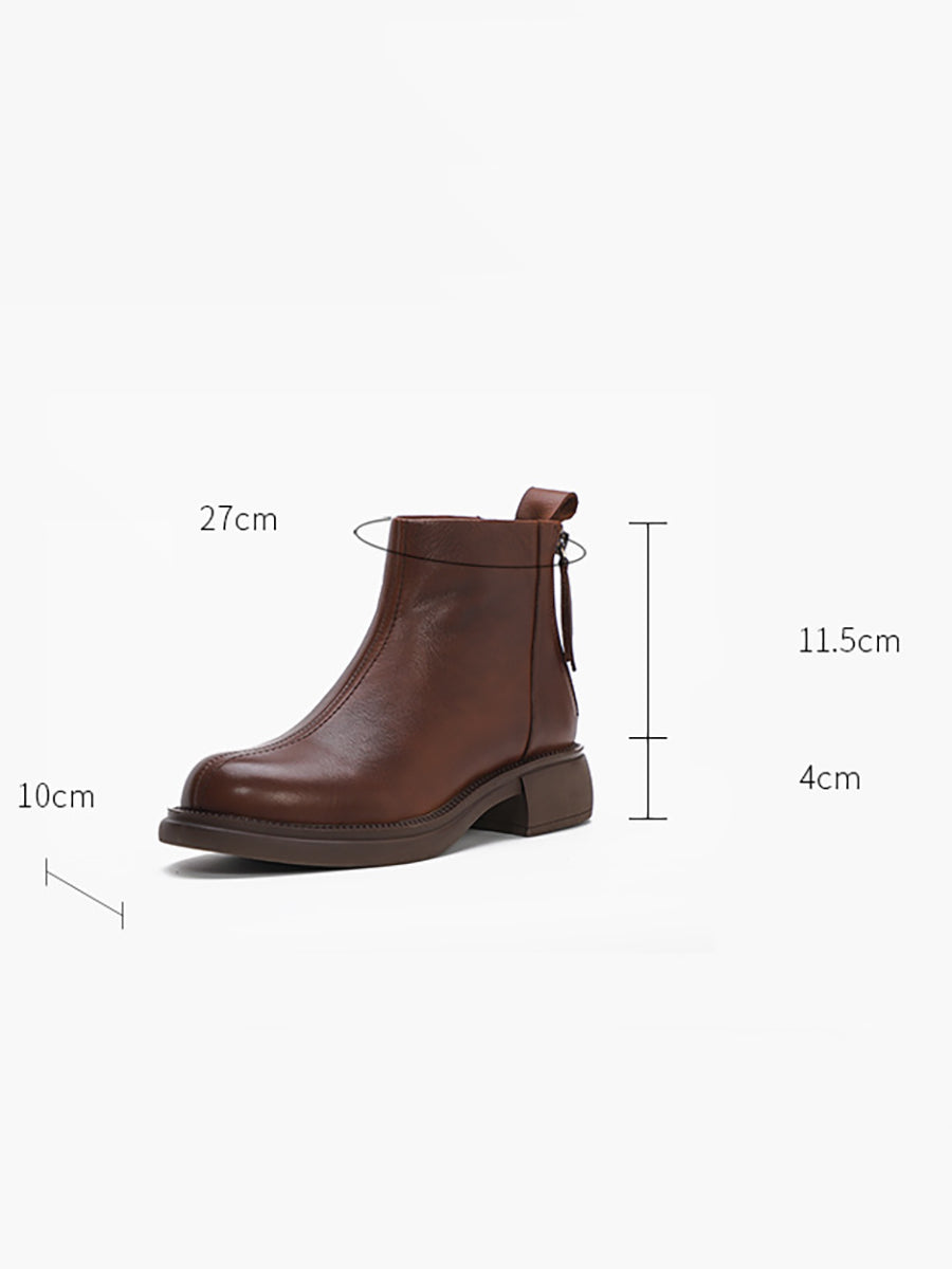 Bottes Martin vintage en cuir de vache à double fermeture éclair pour femmes