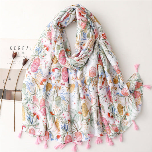 Women Sweet Plant Tassel Travel Shawl Scarf