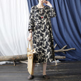 Retro Loose Print Literary Dress